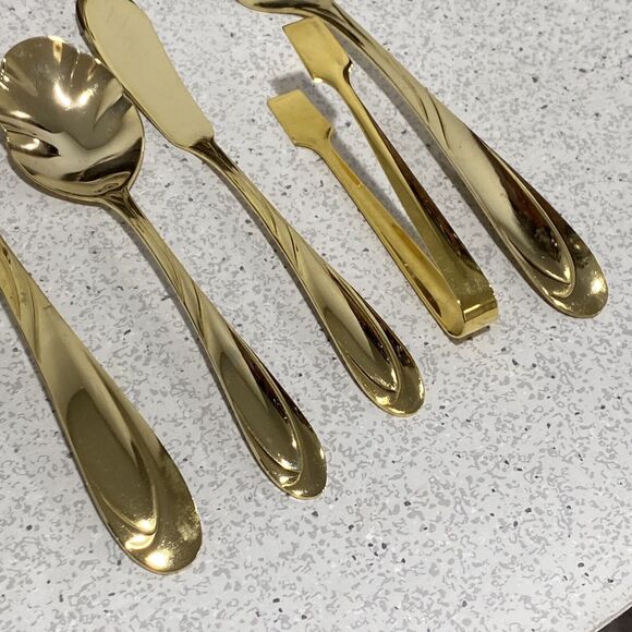 Vintage 90s Farberware Flatware Nicole Gold Electroplate 55 Pcs service for 10 - Picture 8 of 9
